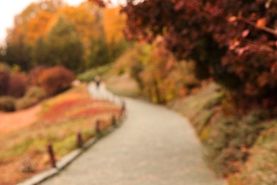 Blurred view of beautiful park with trees on autumn day