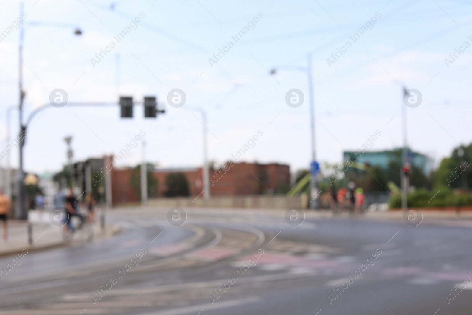 Photo of Blurred view of empty road in city