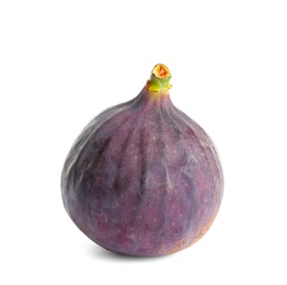 Whole ripe purple fig on white background