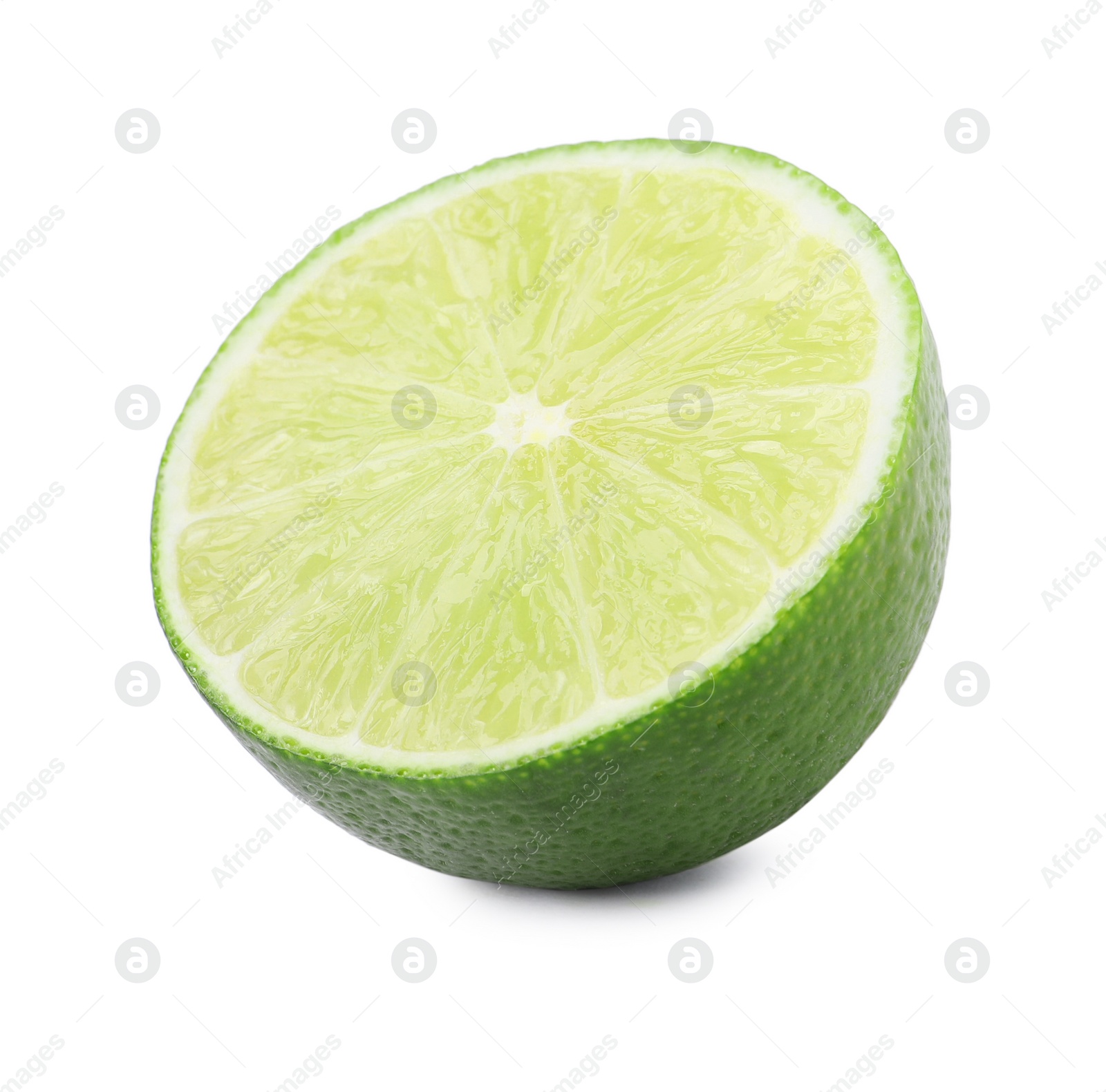 Photo of Citrus fruit. Half of fresh lime isolated on white