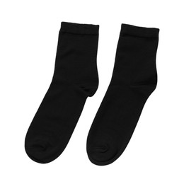 Pair of black socks isolated on white, top view