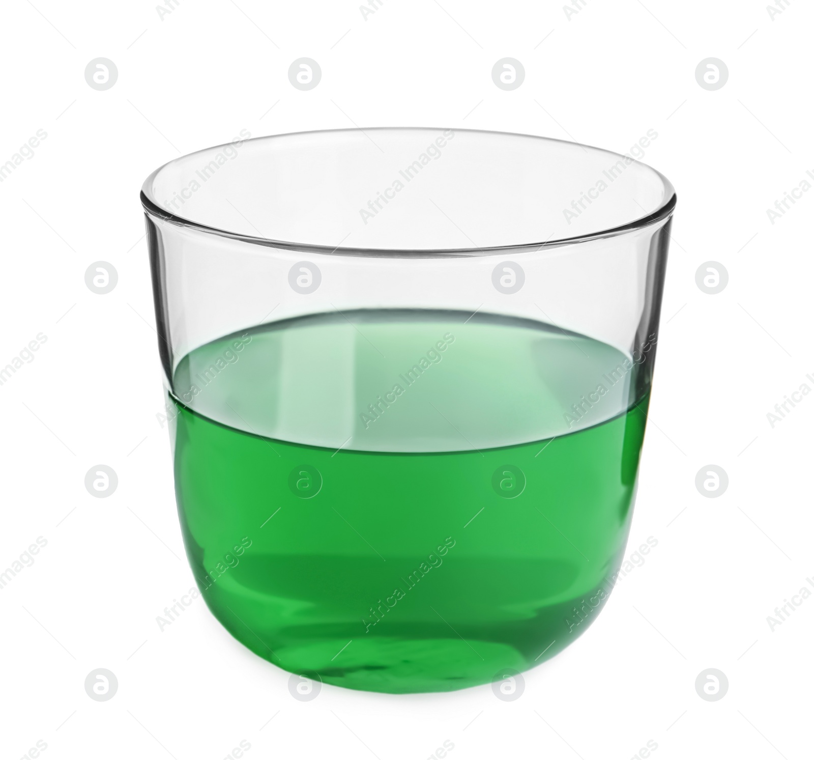 Photo of Tasty jelly dessert in glass on white background