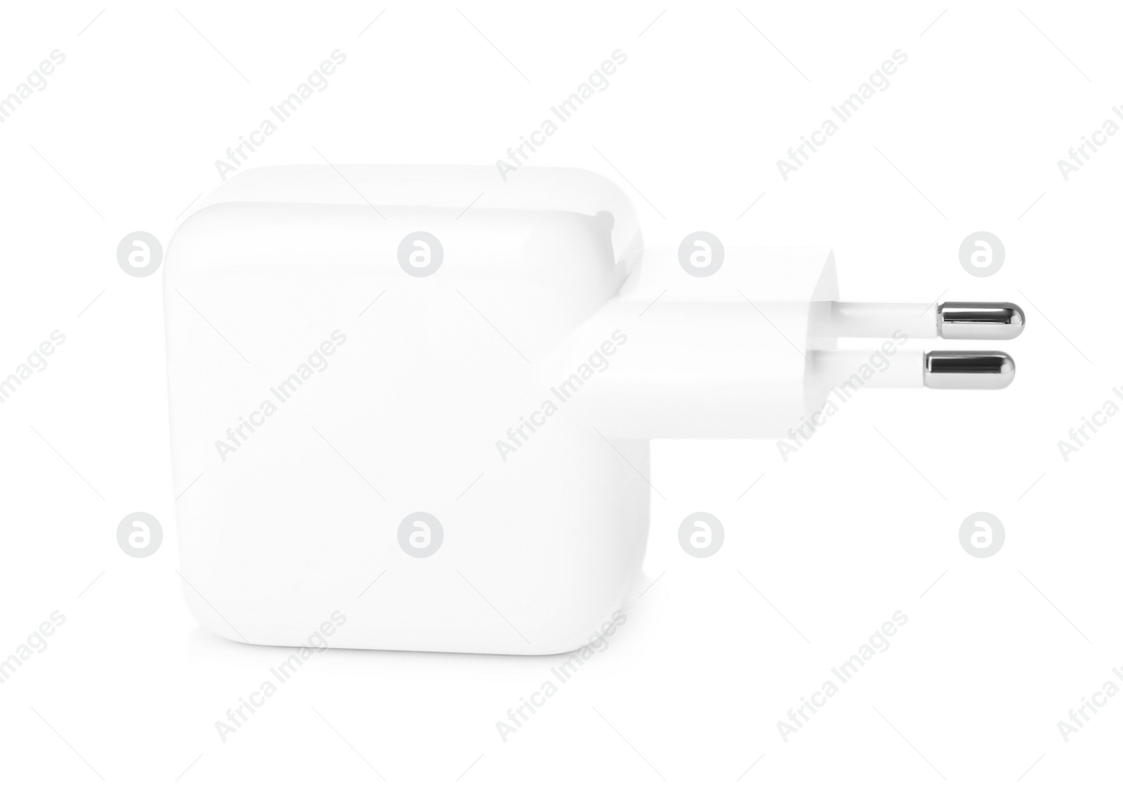 Photo of USB power adapter for battery charging isolated on white