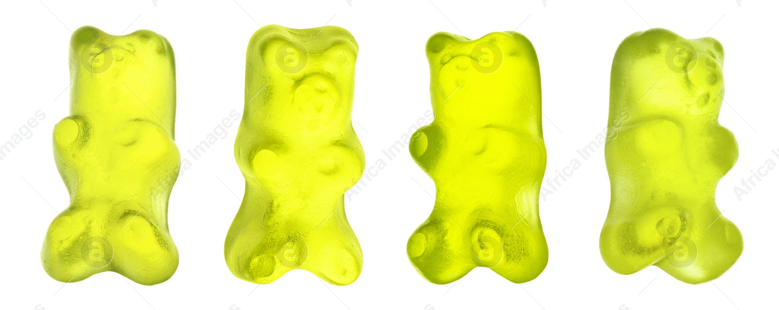 Image of Set with delicious jelly bears on white background. Banner design