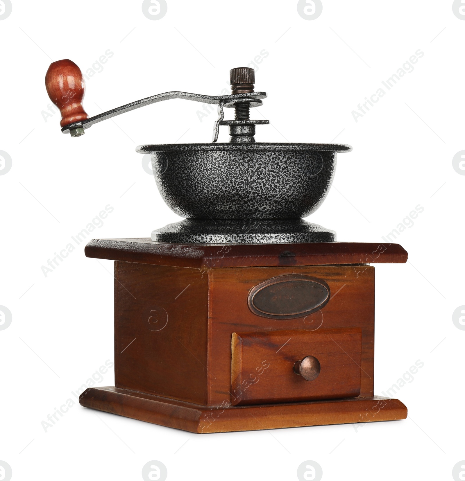 Photo of Vintage manual coffee grinder isolated on white