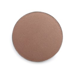 Brown eye shadow on white background, top view. Decorative cosmetics