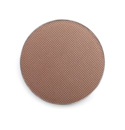 Photo of Brown eye shadow on white background, top view. Decorative cosmetics