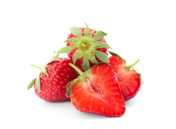 Delicious ripe strawberries on white background