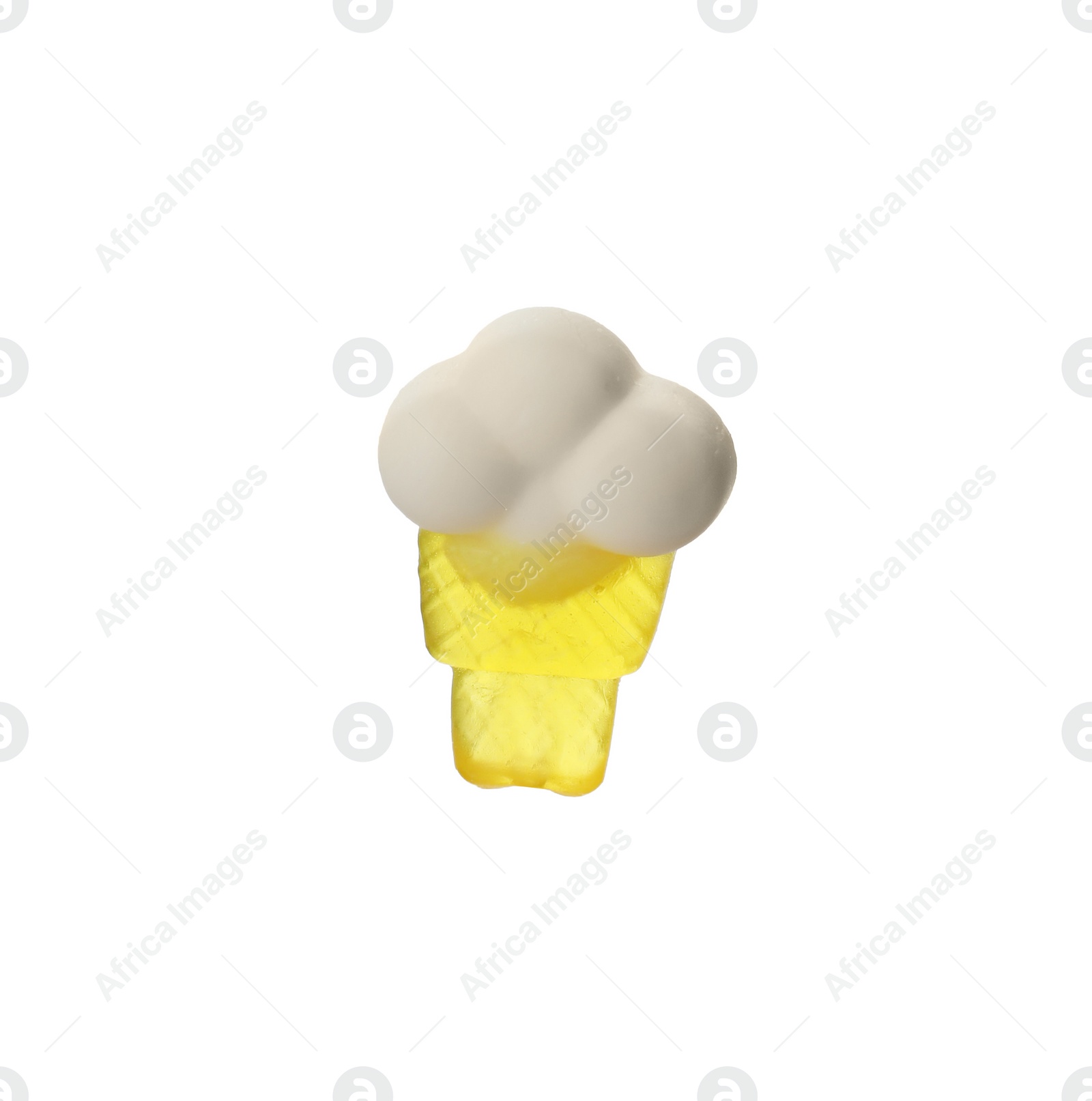 Photo of Tasty jelly candy in shape of ice cream isolated on white