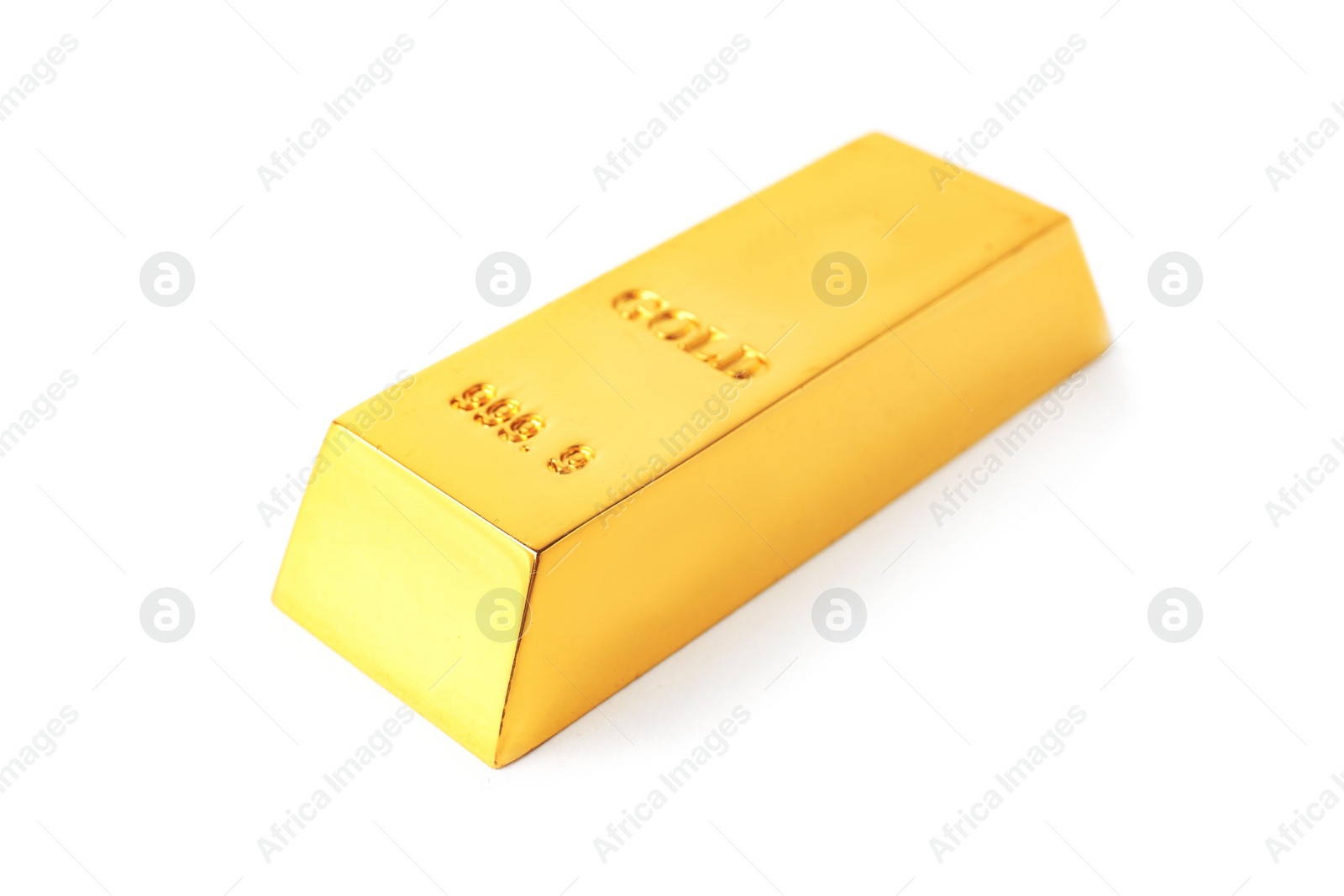 Photo of Precious shiny gold bar on white background