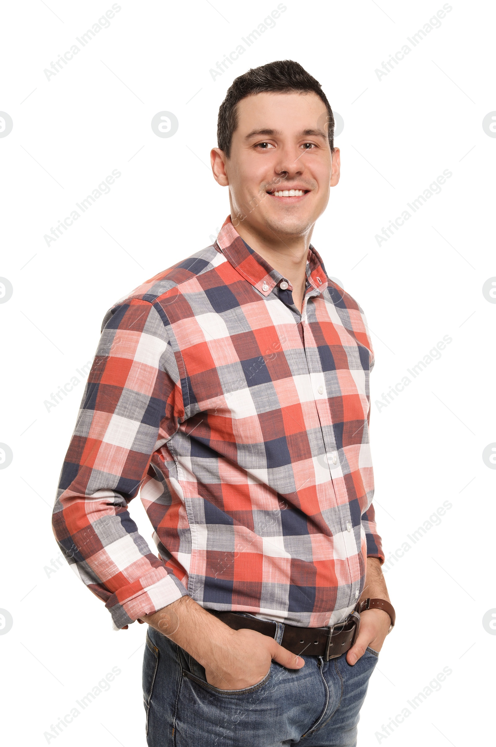 Photo of Portrait of confident man on white background