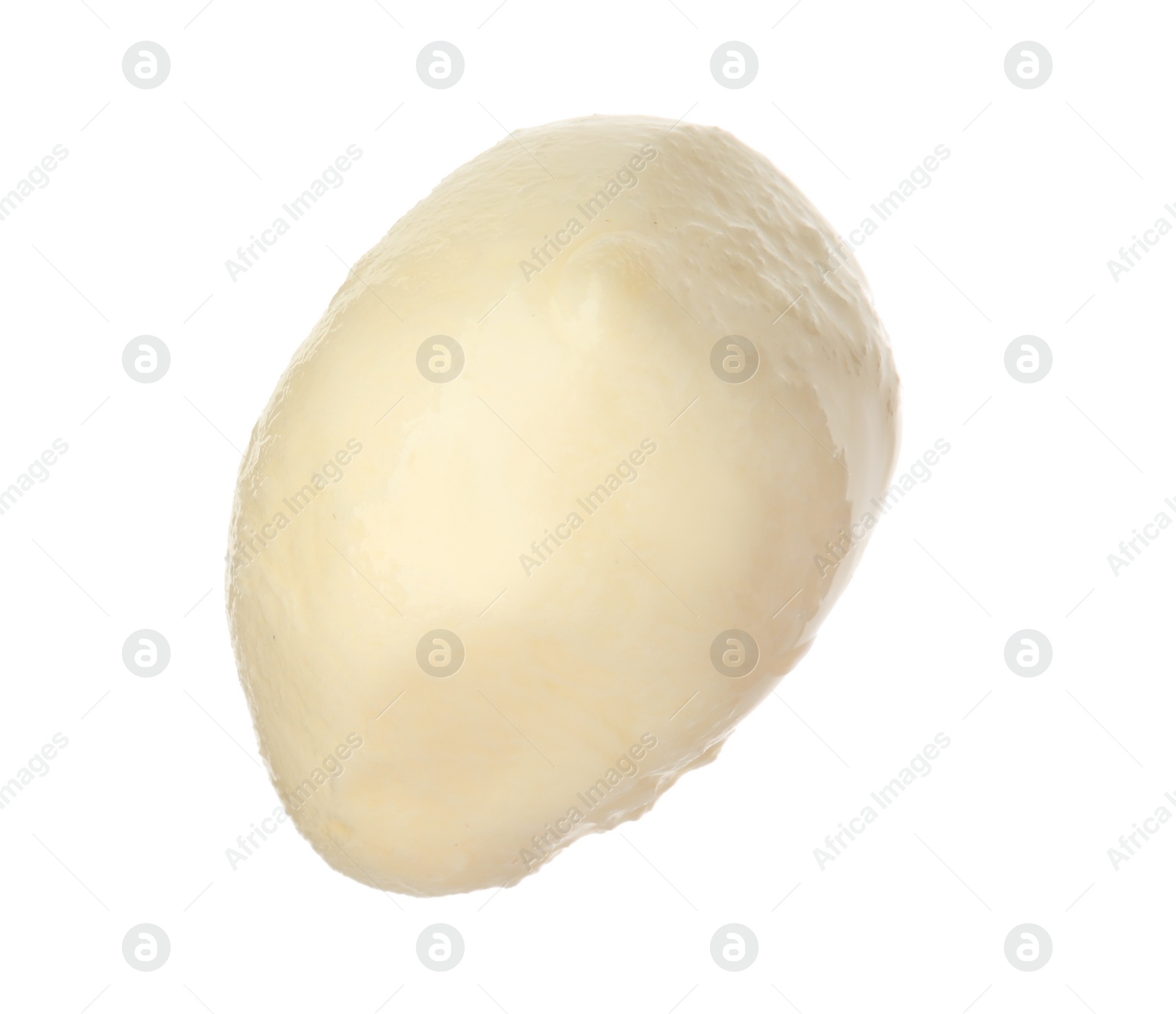 Photo of Delicious fresh mozzarella ball on white background