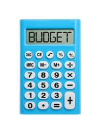 Image of Calculator with word Budget isolated on white