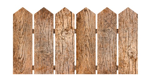 Image of Wooden fence made of old timber isolated on white