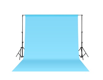 Modern light blue photo background isolated on white. Professional studio equipment