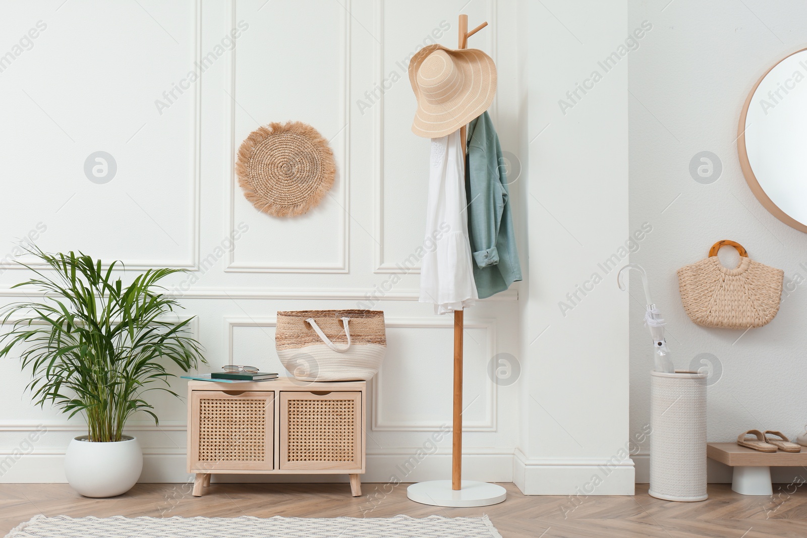 Photo of Hallway with stylish furniture. Idea for interior design