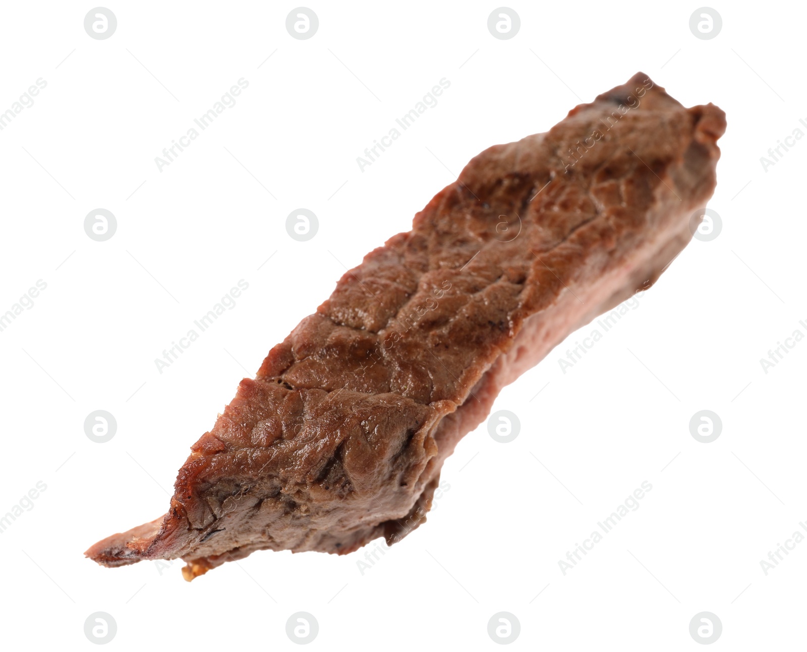 Photo of Piece of delicious grilled beef isolated on white