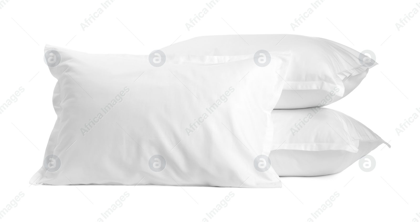 Photo of Many new soft pillows isolated on white