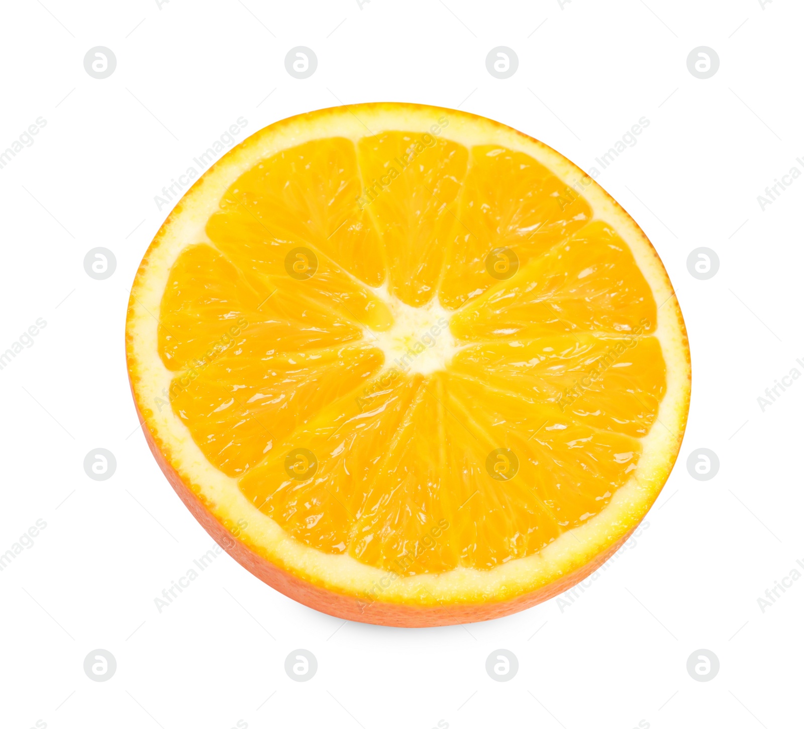 Photo of Citrus fruit. Half of fresh orange isolated on white