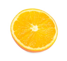 Photo of Citrus fruit. Half of fresh orange isolated on white