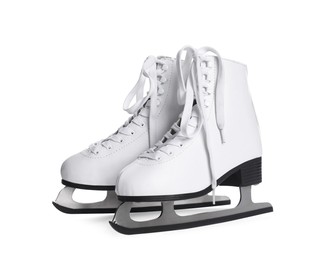 Photo of Pair of ice skates isolated on white. Sports equipment