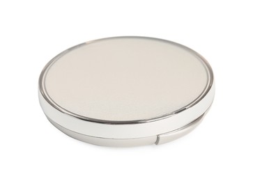 Photo of Grey cosmetic pocket mirror isolated on white