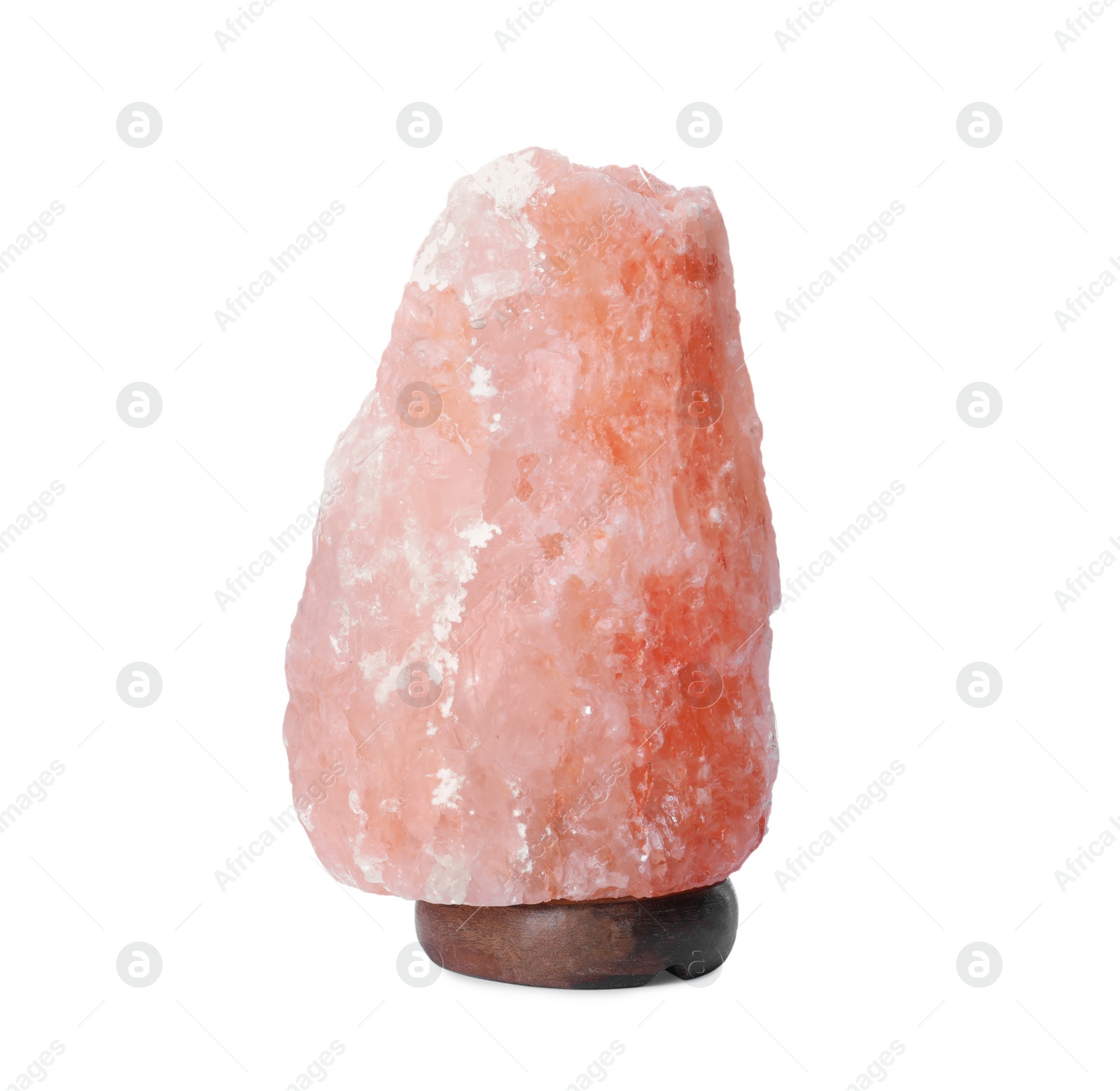 Photo of Pink Himalayan salt lamp isolated on white