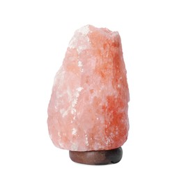 Pink Himalayan salt lamp isolated on white