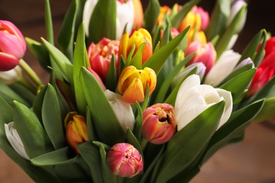 Beautiful bouquet of colorful tulip flowers, closeup