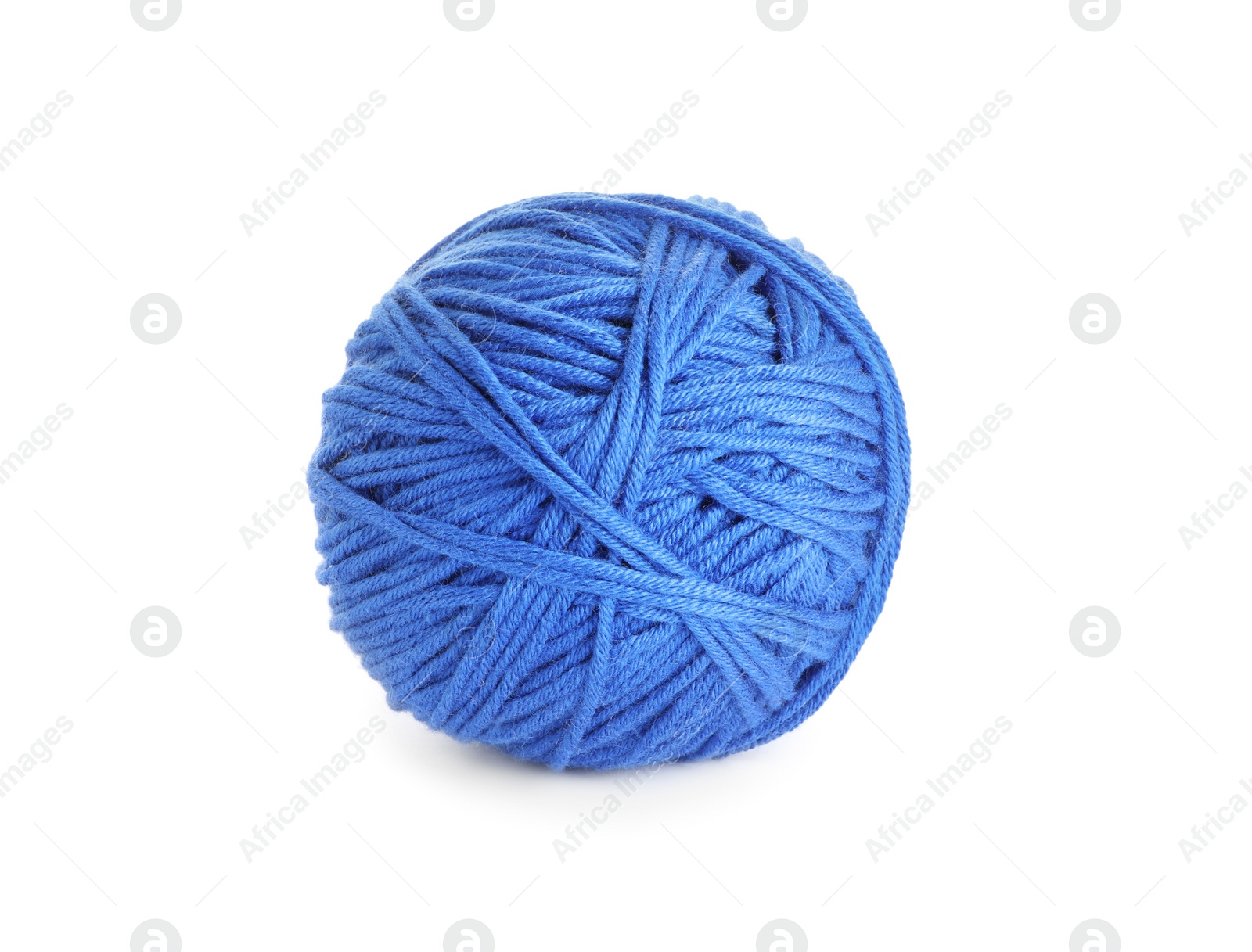 Photo of Soft blue woolen yarn isolated on white