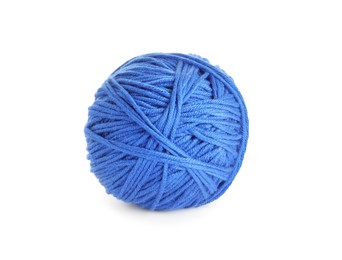 Soft blue woolen yarn isolated on white