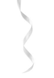 One white satin ribbon isolated on white