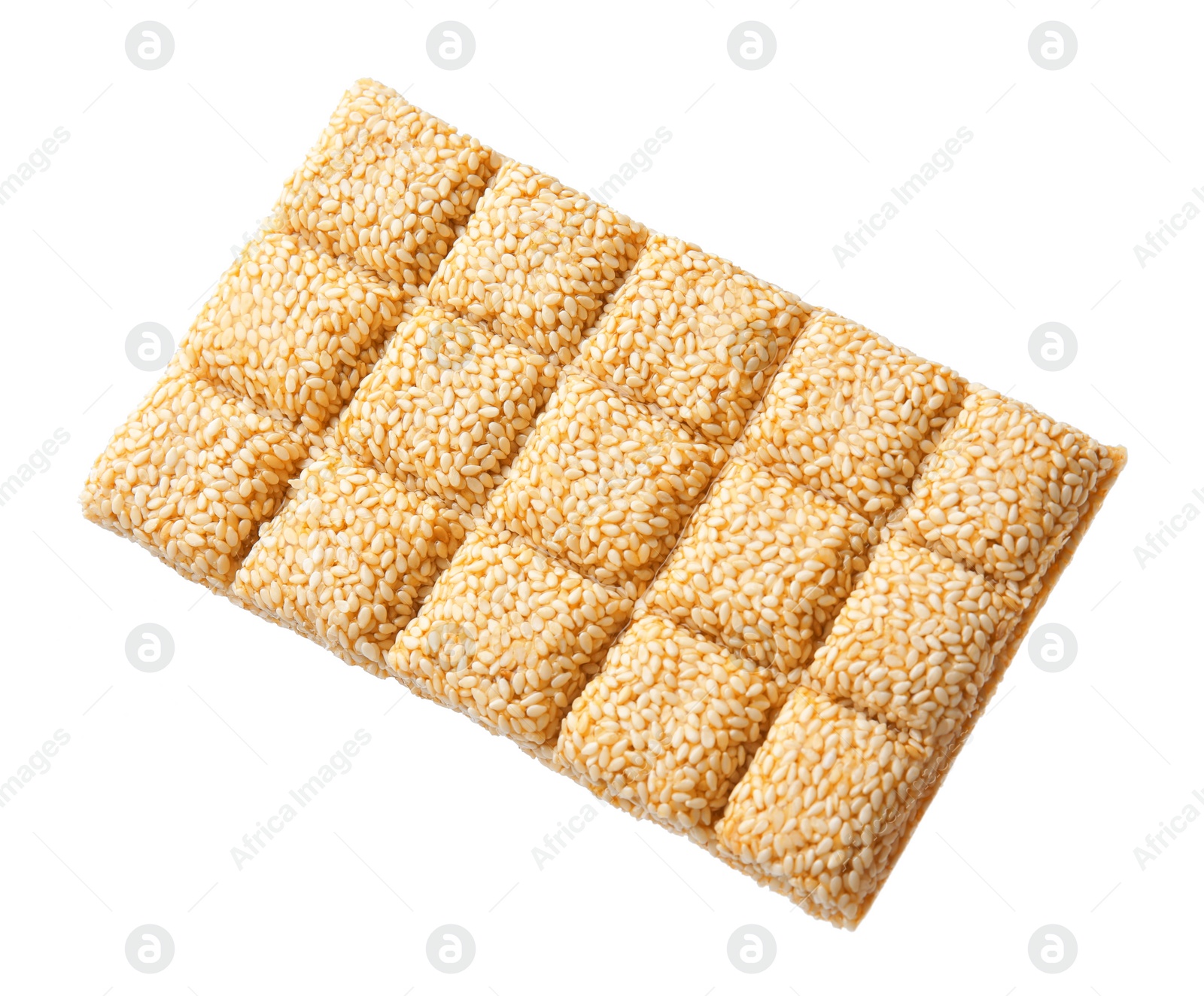 Photo of Delicious sesame kozinaki bar isolated on white