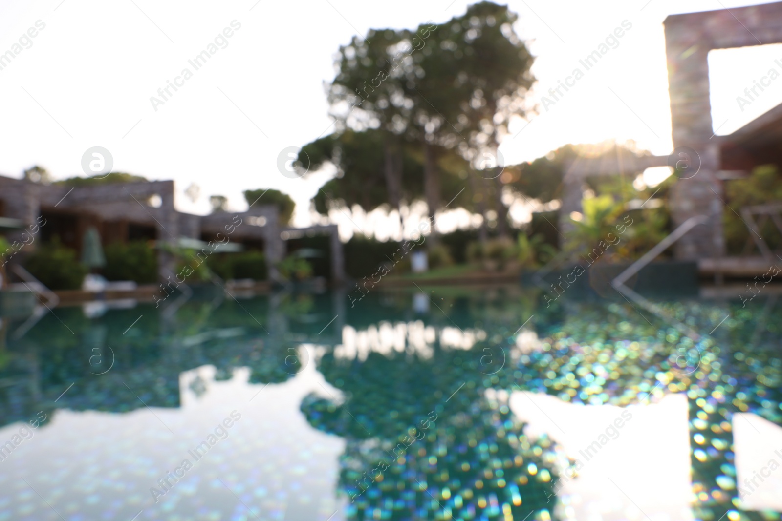 Photo of Outdoor swimming pool at resort, blurred view