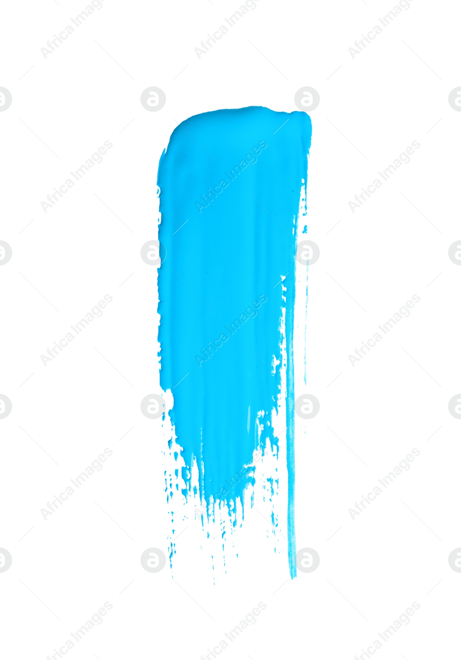 Photo of Abstract brushstroke of blue paint isolated on white