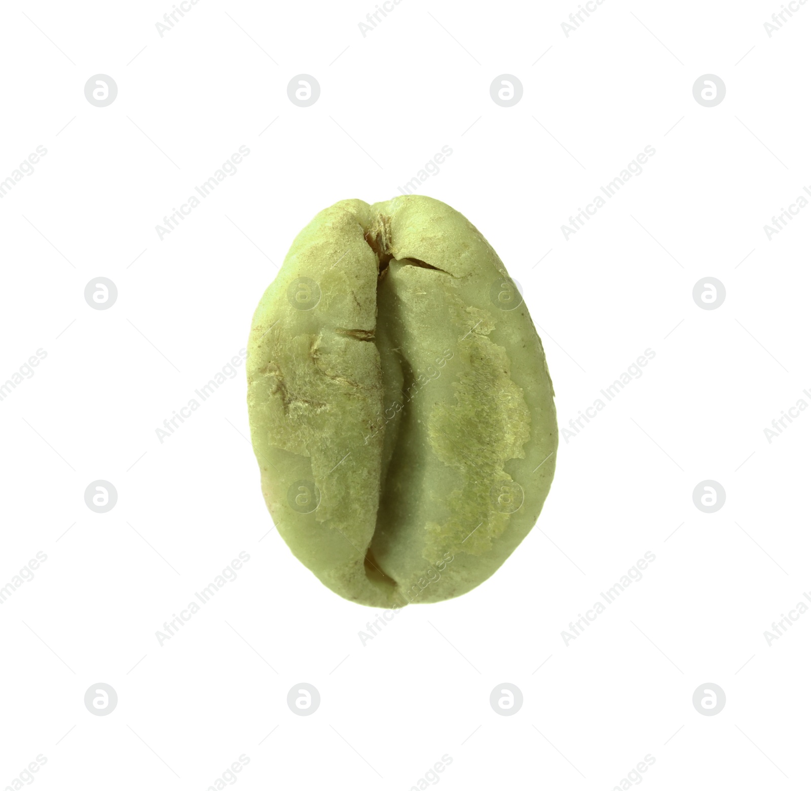 Photo of One green coffee bean isolated on white
