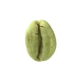 One green coffee bean isolated on white