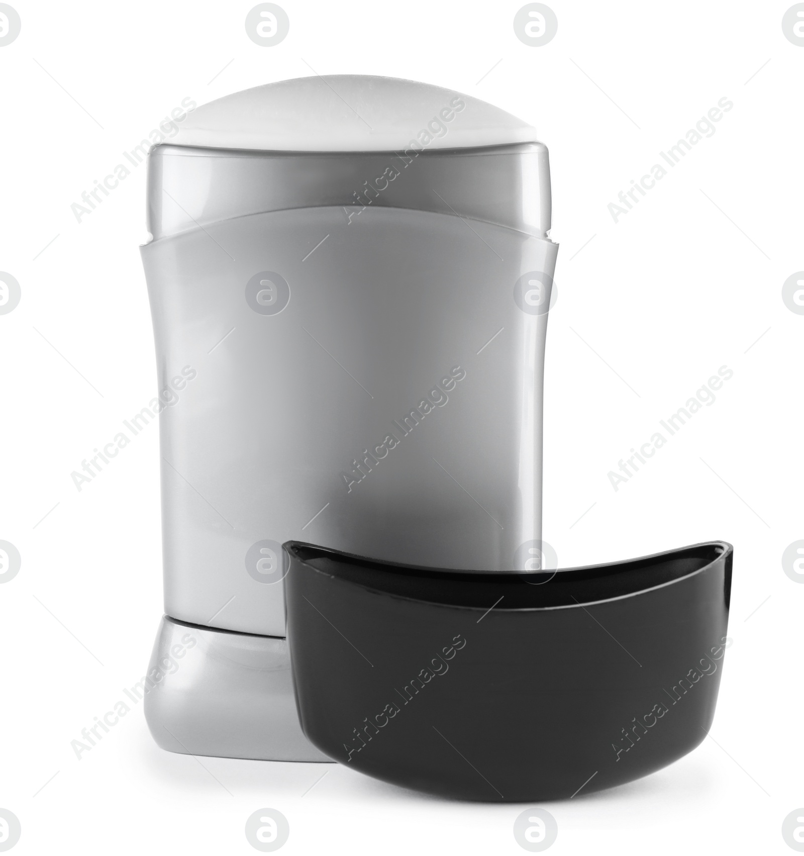 Photo of Blank plastic deodorant container on white background