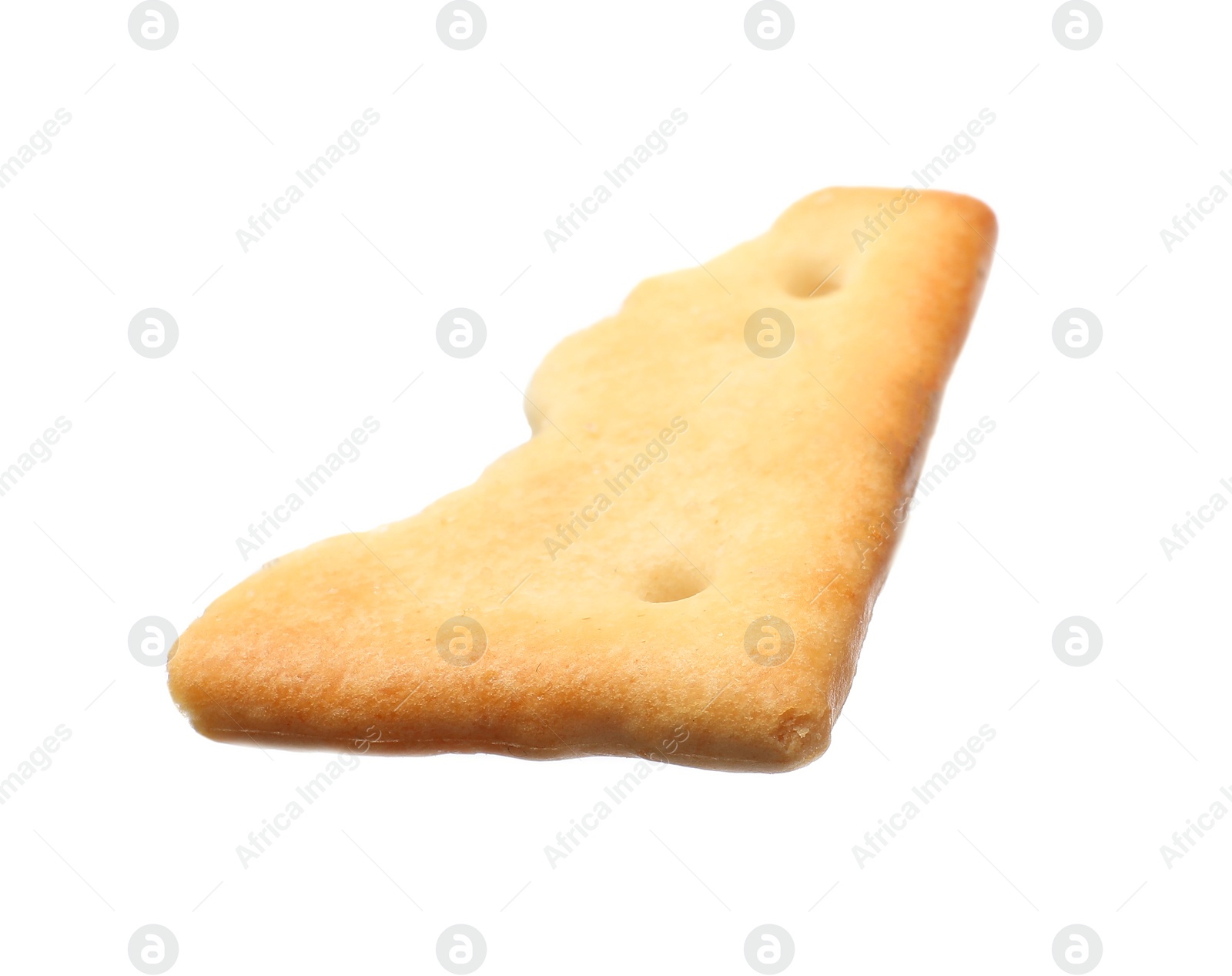 Photo of Piece of tasty cracker isolated on white