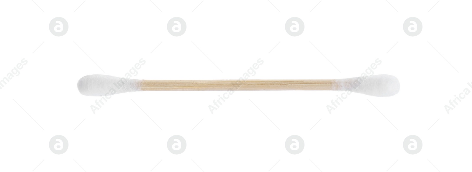 Photo of One wooden cotton bud on white background