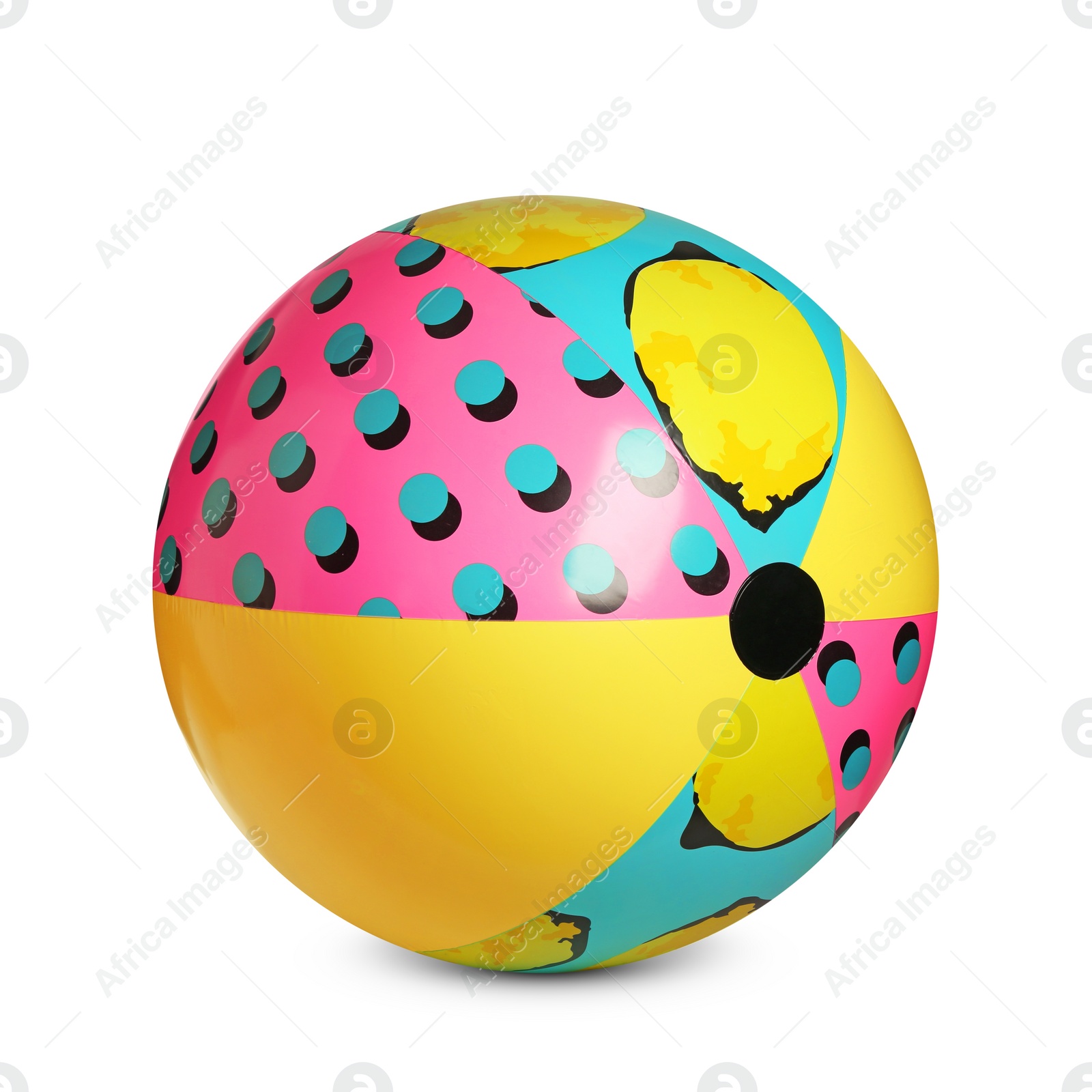 Image of Inflatable colorful beach ball on white background 