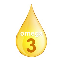 Golden Omega 3 oil drop isolated on white