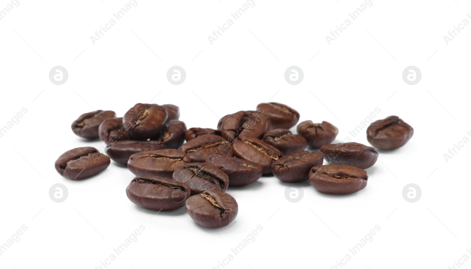 Photo of Fresh roasted coffee beans on white background