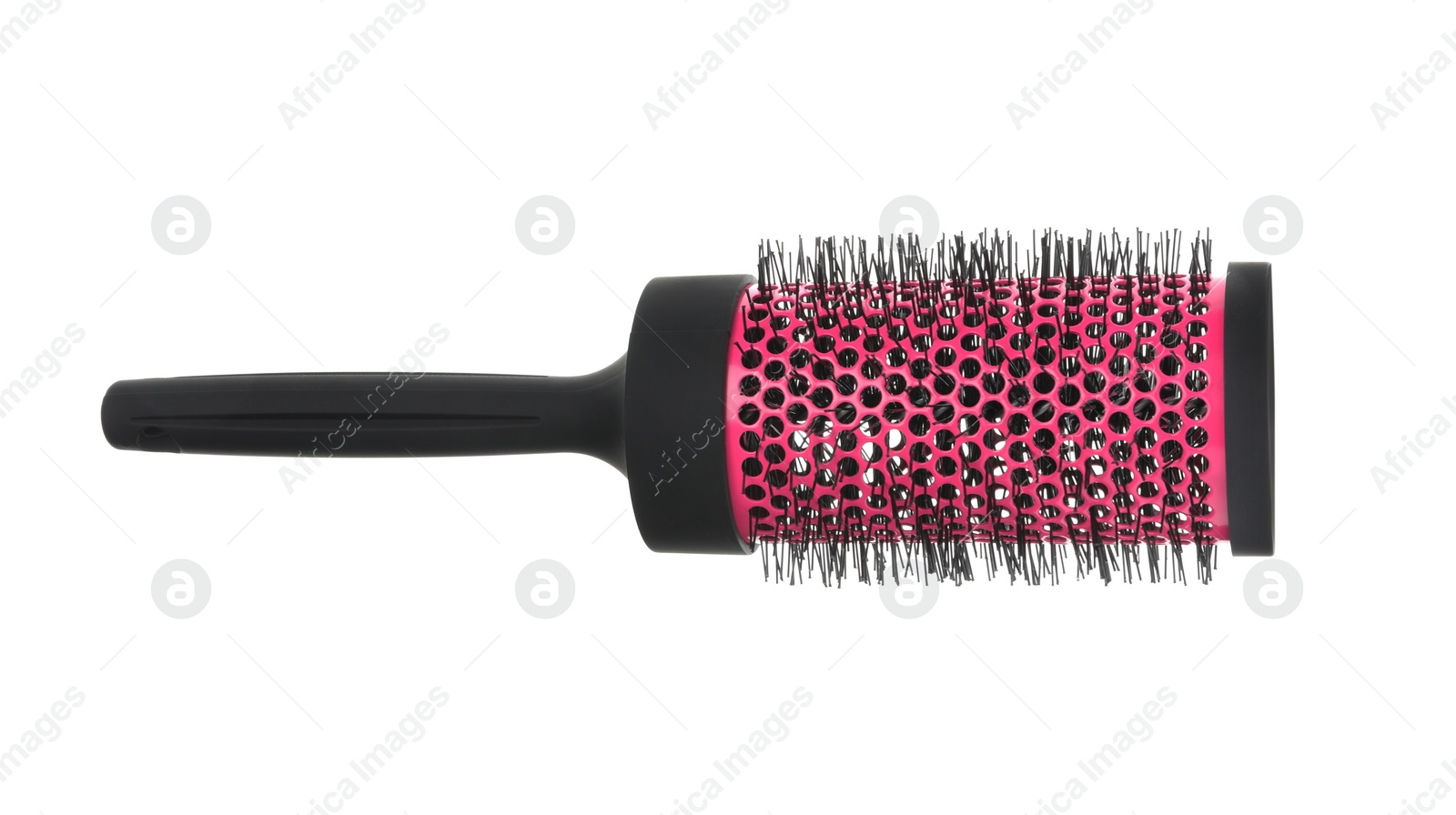 Photo of New round hair brush isolated on white