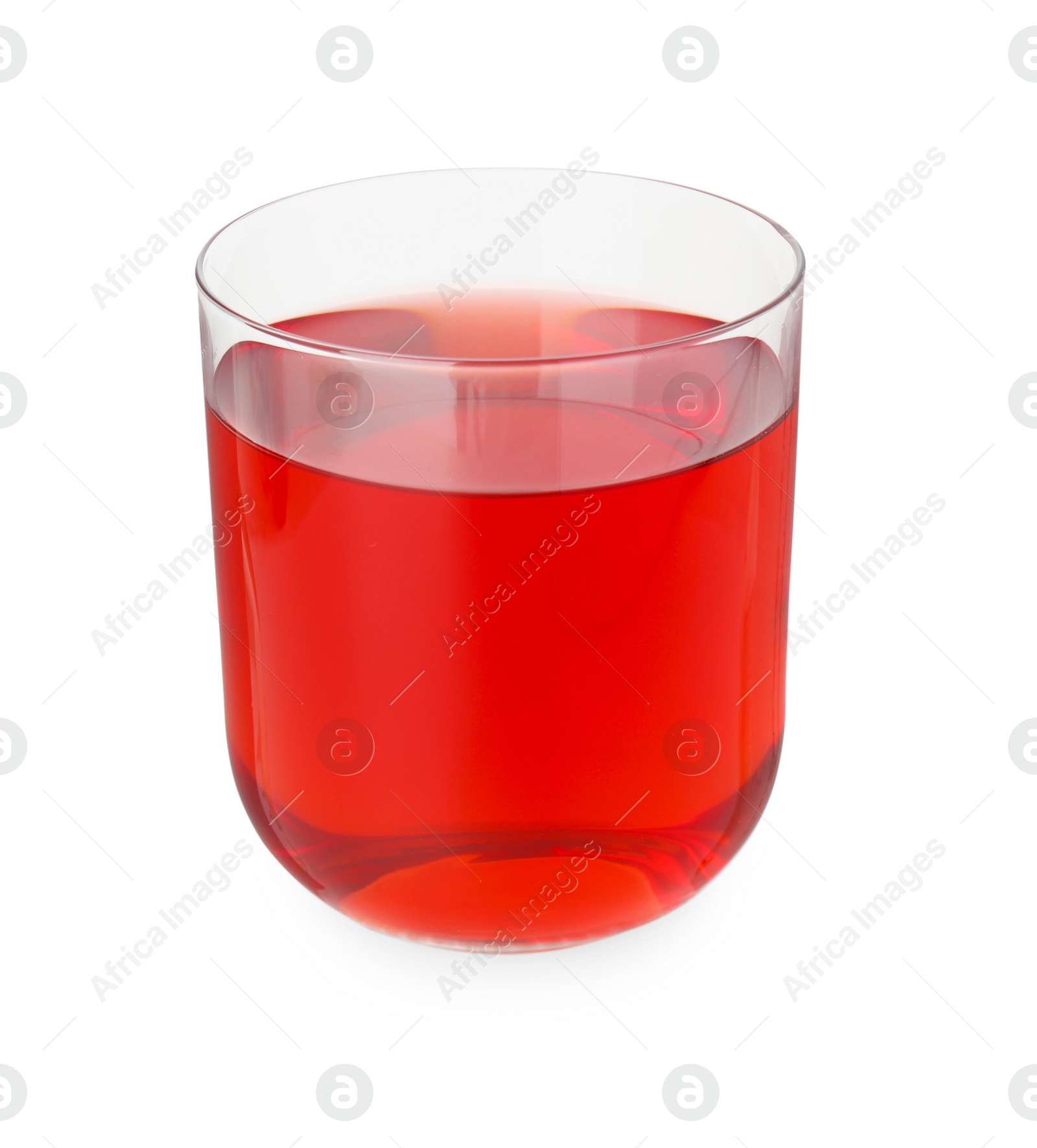 Photo of Refreshing pomegranate juice in glass isolated on white