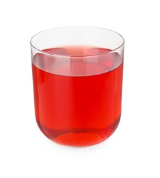 Photo of Refreshing pomegranate juice in glass isolated on white