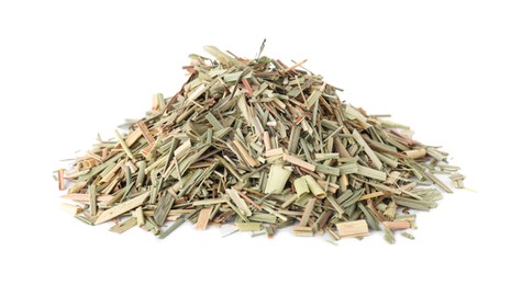 Photo of Pile of aromatic dried lemongrass isolated on white