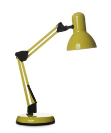 Photo of Stylish modern table lamp on white background