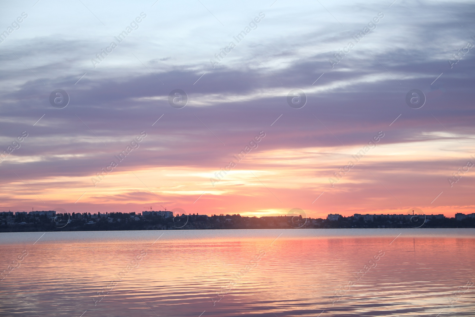 Photo of Picturesque view of beautiful river at sunset. Nature healing power