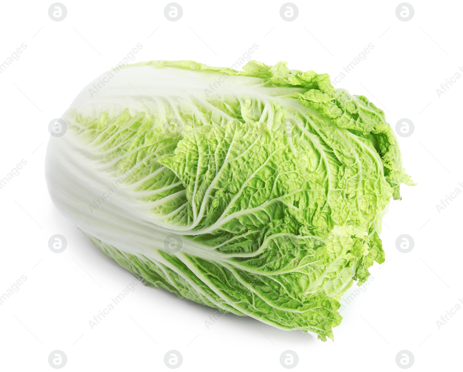 Photo of Fresh tasty ripe Chinese cabbage on white background